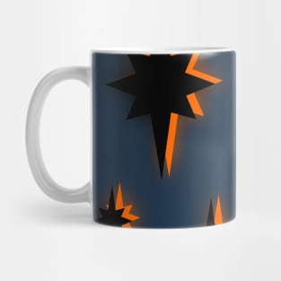 Star Pattern in Black, Blue and Orange Mug